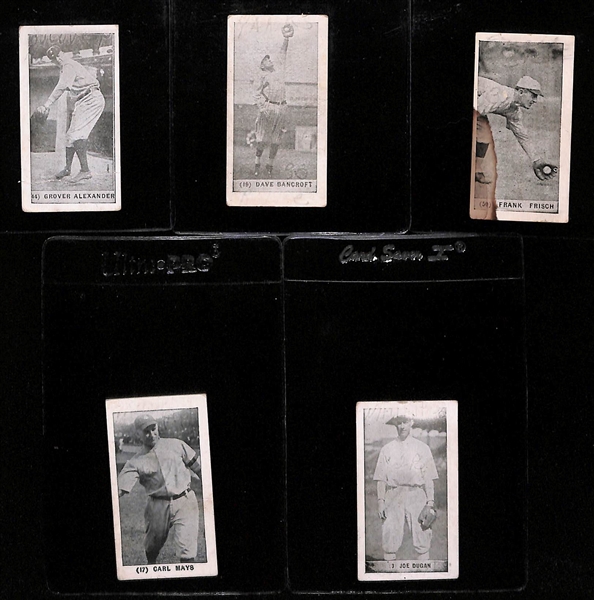 Lot of (5) 1928 Yuengling Ice Cream Cards (Includes 3 HOFers - Grover Alexander, Dave Bancroft, Frank Frisch)