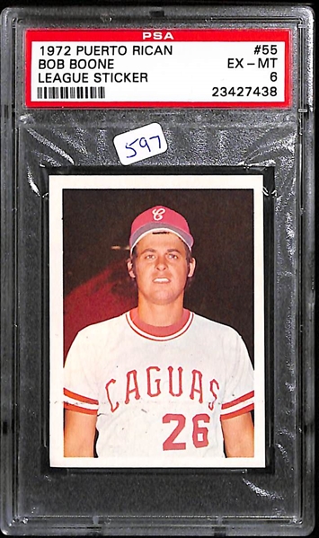 1972 and 1973 Bob Boone Rookie Lot (RARE 1972 Puerto Rico Sticker, 1973 OPC, and 1973 Topps)