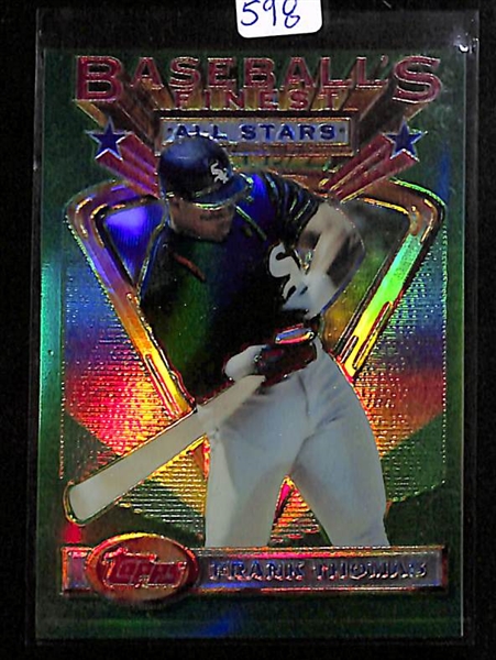 1993 Topps Finest Refractor Lot of (5) w/ Frank Thomas, Darren Daulton, Alan Trammell, Delino DeShields, and Kevin Mitchell.