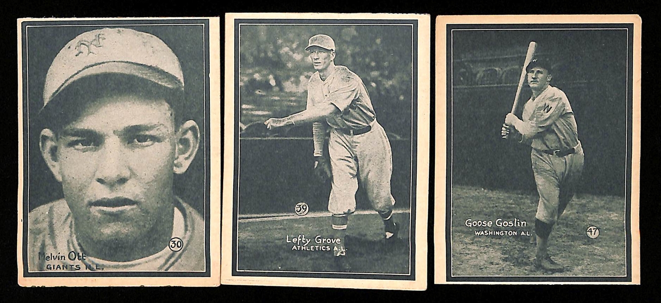 1931 W517 Hall of Famer Lot (Grove, Ott, & Goslin)