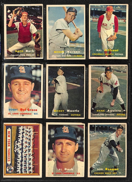 1957 Topps Baseball Card Complete Set w/ (9) PSA Graded Cards (All Graded PSA 5, 6, or 7) - inc. PSA 6 Koufax