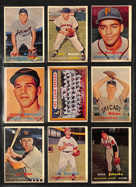 1957 Topps Baseball Card Complete Set w/ (9) PSA Graded Cards (All Graded PSA 5, 6, or 7) - inc. PSA 6 Koufax