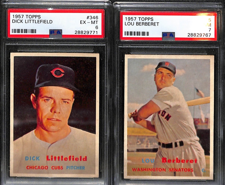 1957 Topps Baseball Card Complete Set w/ (9) PSA Graded Cards (All Graded PSA 5, 6, or 7) - inc. PSA 6 Koufax