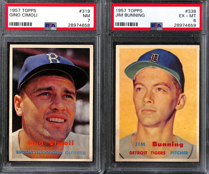 1957 Topps Baseball Card Complete Set w/ (9) PSA Graded Cards (All Graded PSA 5, 6, or 7) - inc. PSA 6 Koufax