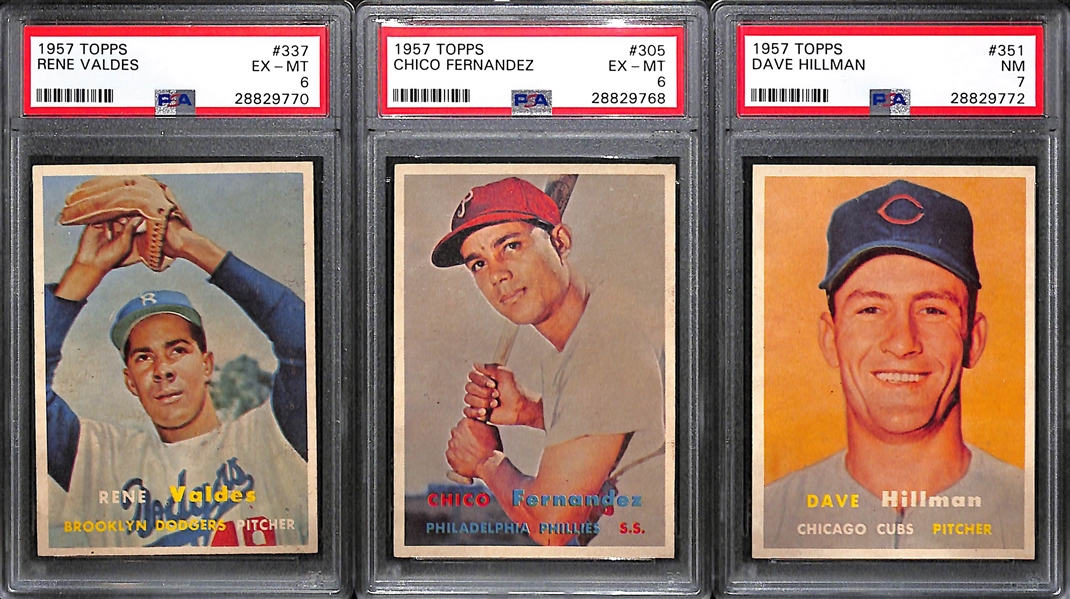 1957 Topps Baseball Card Complete Set w/ (9) PSA Graded Cards (All Graded PSA 5, 6, or 7) - inc. PSA 6 Koufax