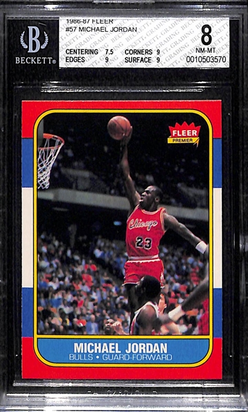 1986-87 Fleer Michael Jordan Rookie Card (#57) - Graded BGS 8 NM-Mint