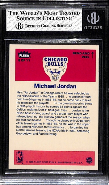 1986-87 Fleer Michael Jordan Rookie Sticker Graded BGS 7.5 NM+