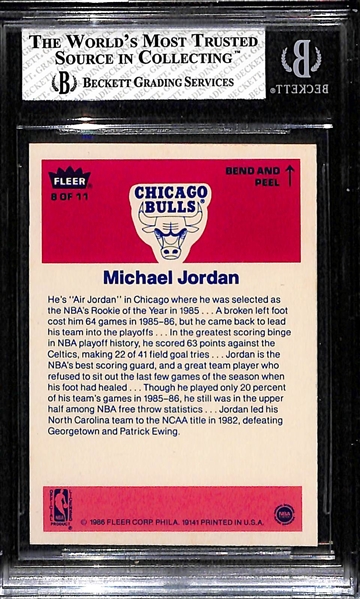 1986-87 Fleer Michael Jordan Rookie Sticker Graded BGS 7 NM