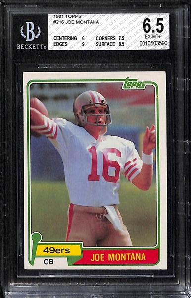 Lot of (2) Joe Montana Rookie Cards - Graded BGS 5 and BGS 6.5