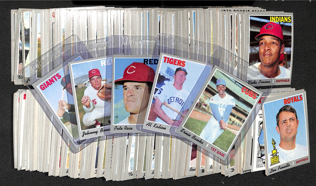 Lot of 350+ 1970s Topps Baseball Cards w. Mays, Bench, & Rose