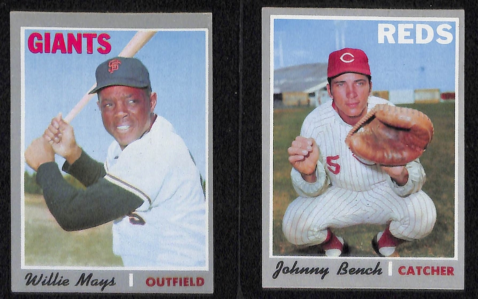 Lot of 350+ 1970s Topps Baseball Cards w. Mays, Bench, & Rose