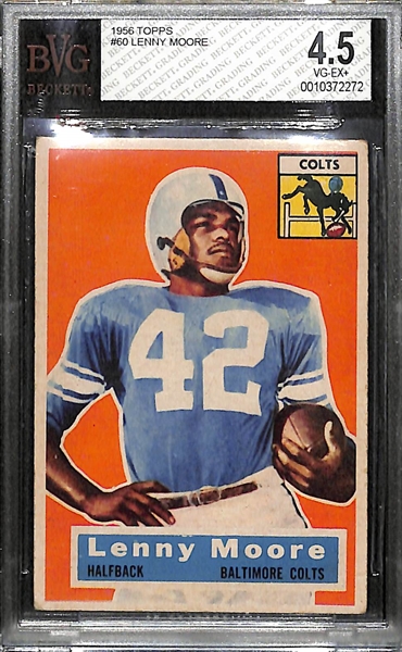 1956 Topps FB Lenny Moore Rookie Card (HOF) Graded Beckett BVG 4.5 (VG-EX+)