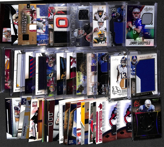 Lot Of 42 Football Stars & HOF Relic Cards w. Garoppolo & Beckham