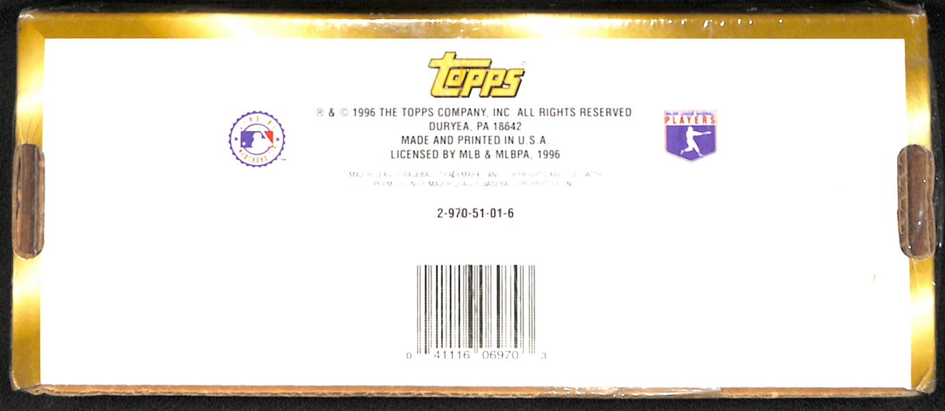 1996 Topps Baseball Series 1 Wax Box, 1996 Topps Baseball Series 2 Wax Box, 1996 Topps Baseball Complete Factory Set - All Sealed Hobby Boxes!