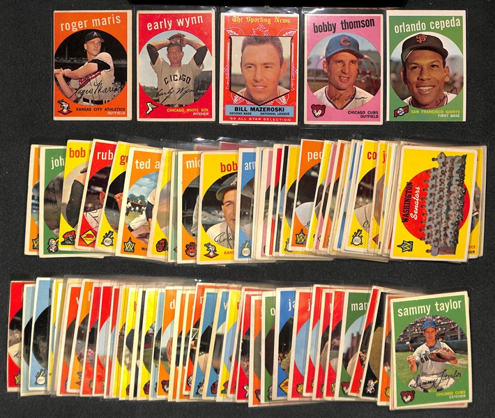 Lot of 84 - 1959 Topps Baseball Cards w. Roger Maris (2nd Year)