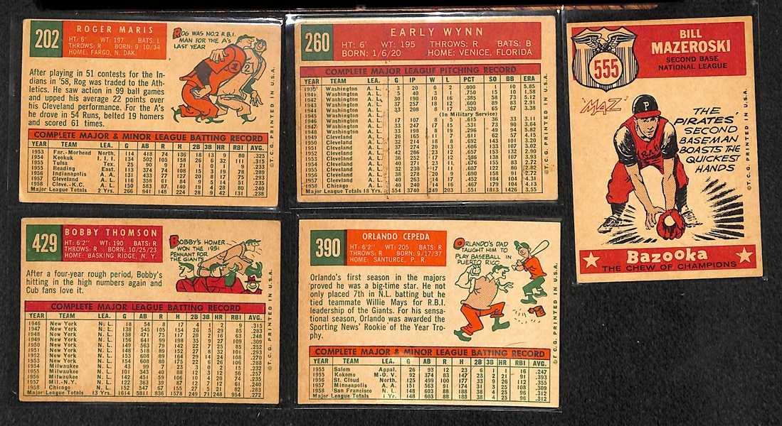 Lot of 84 - 1959 Topps Baseball Cards w. Roger Maris (2nd Year)