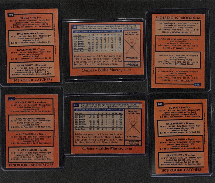 Lot of 2 - 1978 Topps Baseball Card Complete Sets - 726 Cards Each Set w. Eddie Murray Rookie Cards