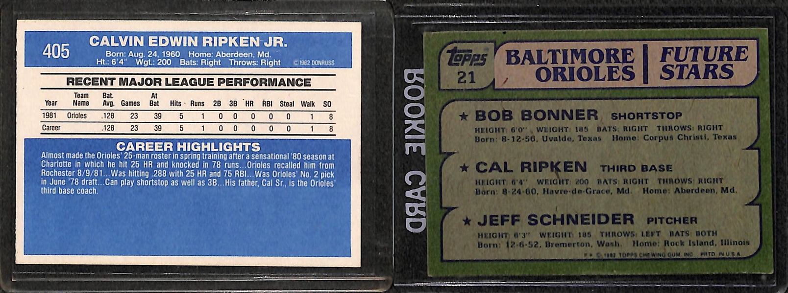 Lot of 2 Complete Sets - 1982 Topps & Donruss Baseball w. Cal Ripken Jr. Rookie Cards