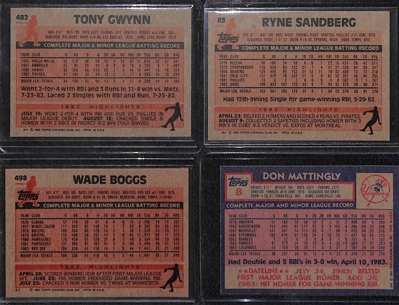 Lot of 2 Complete Sets - 1983 & 1984 Topps Baseball Sets w. Boggs/Wynn/Sandberg/Mattingly Rookie Cards