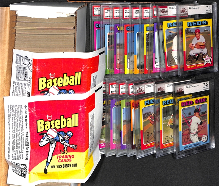 1975 Topps Baseball Card Complete Set of 660 Cards w. Yount RC PSA 7 & Brett RC PSA 7