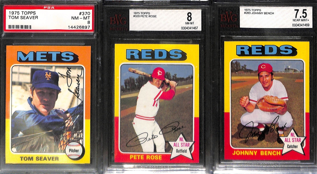 1975 Topps Baseball Card Complete Set of 660 Cards w. Yount RC PSA 7 & Brett RC PSA 7