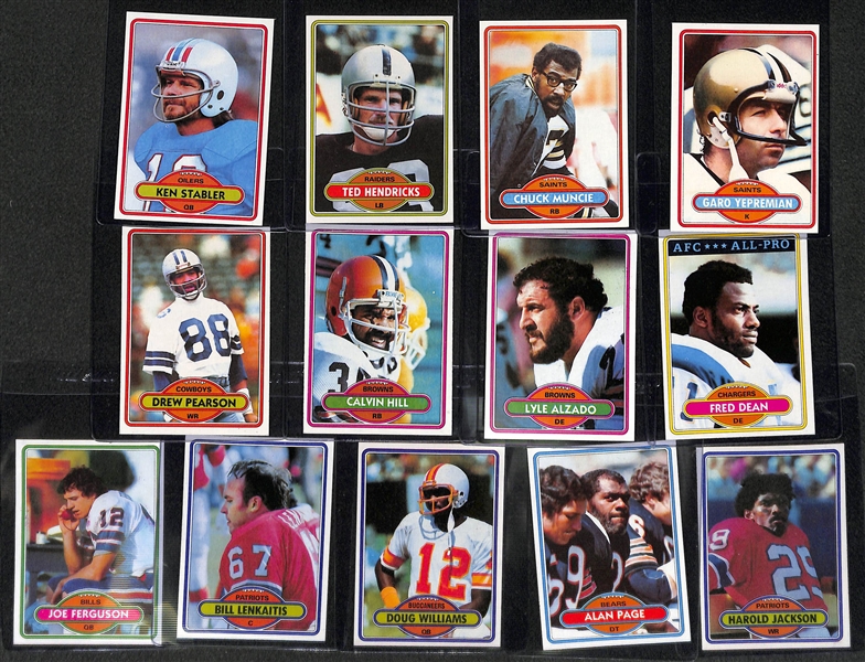 Lot of 800+ Assorted 1980 Topps Football Cards w. Stars