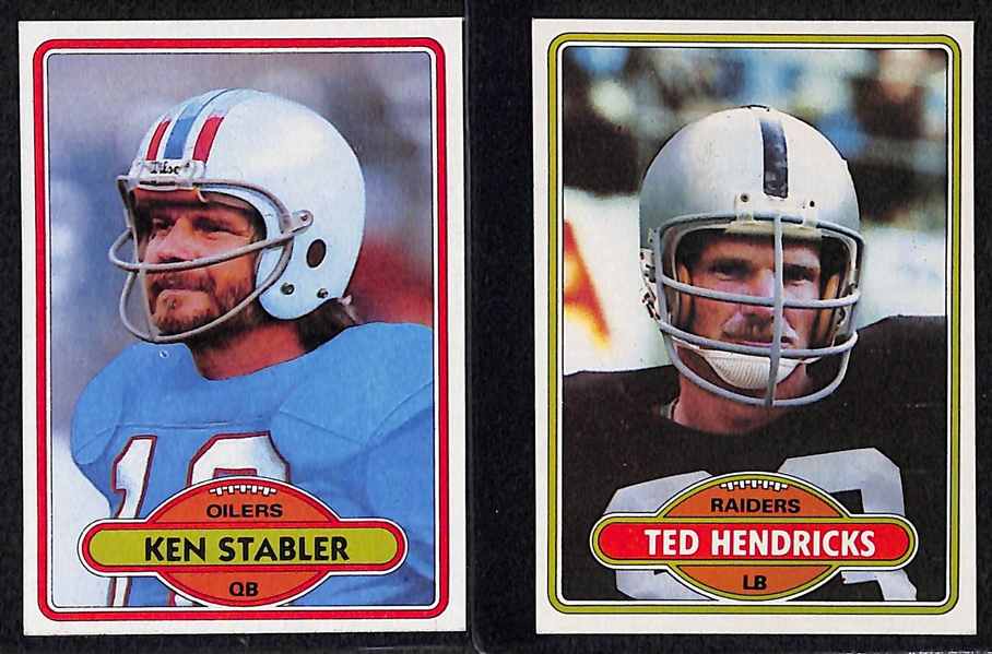 Lot of 800+ Assorted 1980 Topps Football Cards w. Stars