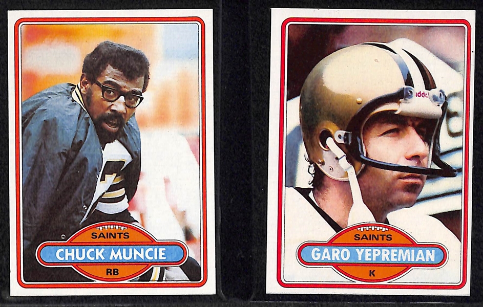Lot of 800+ Assorted 1980 Topps Football Cards w. Stars