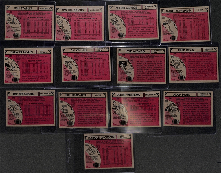 Lot of 800+ Assorted 1980 Topps Football Cards w. Stars