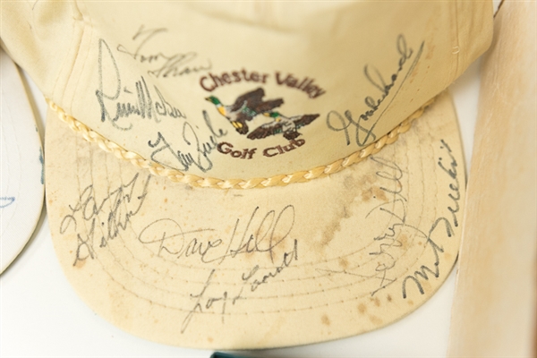 Lot of Golf Memorabilia - Multi Signed Caps, Signed Golf Cards, 15 Divot-Repair Tools, 300+ Golf Cards