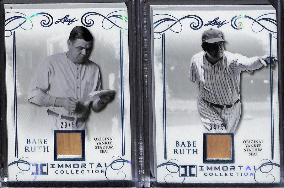 Lot of (9) 2017 Leaf Immortal Collection Babe Ruth Original Yankee Stadium Seat Cards - Numbered to 50