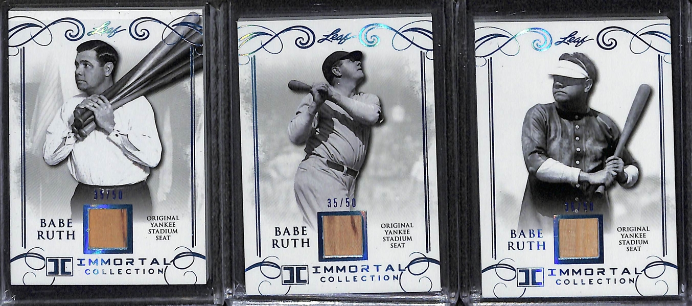 Lot of (9) 2017 Leaf Immortal Collection Babe Ruth Original Yankee Stadium Seat Cards - Numbered to 50