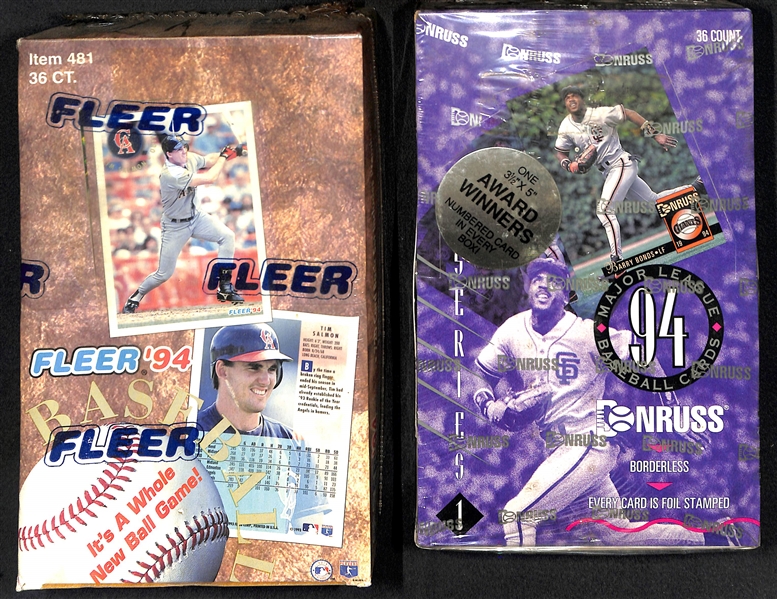 Lot of (4) Unopened/Sealed Baseball Hobby Boxes (1991-1994) w/ 1991 Leaf Series 2, 1993 OPC Premier, 1994 Donruss, 1994 Fleer