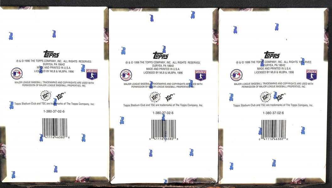 Lot of (5) Unopened/Sealed Baseball Hobby Boxes (1995-1996) inc. (2) 1995 Stadium Club High Number Series and (3) 1996 Stadium Club Series 2