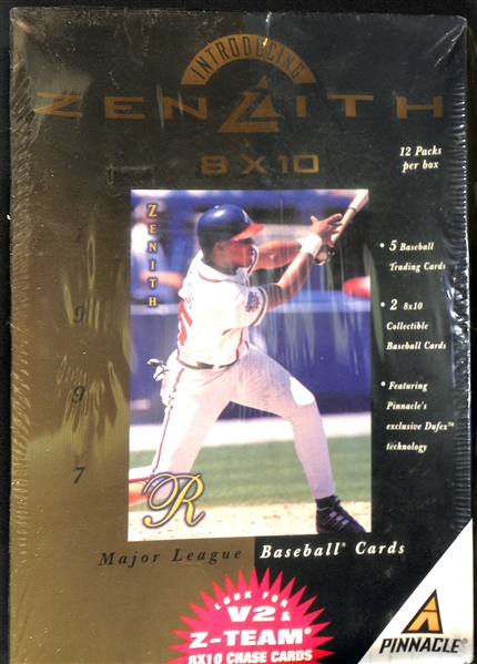 Lot of (3) Unopened/Sealed 1997 Pinnacle Zenith 8x10 Baseball Card Boxes (12 Packs/Box, 5 Cards per Pack (two 8x10 cards/pack) 