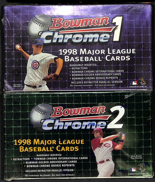 Lot of (4) 1998 Bowman Chrome Sealed/Unopened Baseball Card Boxes - (1) Series 1 and (3) Series 2