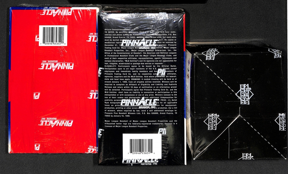 Lot of (5) Unopened/Sealed 1998-1999 Baseball Boxes inc. (2) 1999 UD SP Top Prospect Boxes, (2) 1998 Pinnacle Performer Boxes, and (1) 1998 Pinnacle Plus Box