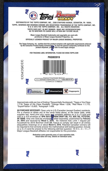 2015 Bowman Draft Baseball Sealed Hobby Box