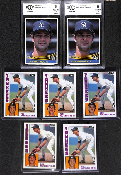 Lot of over 40 Don Mattingly Cards (7 Rookies, inc. two Beckett BCCG 9 Donruss Cards)