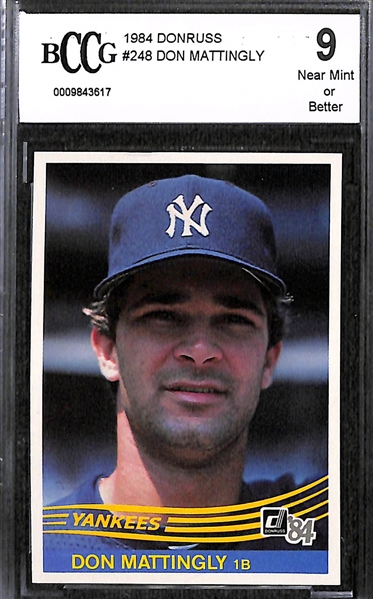 Lot of over 40 Don Mattingly Cards (7 Rookies, inc. two Beckett BCCG 9 Donruss Cards)
