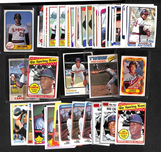 Lot of (52) Rod Carew Cards From 1968-1986