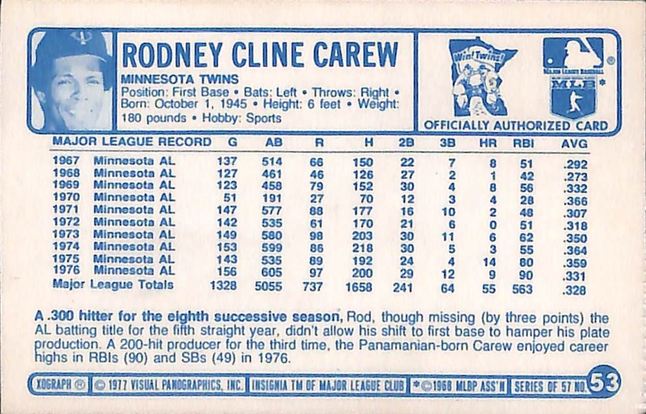 Lot of (52) Rod Carew Cards From 1968-1986
