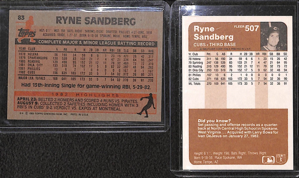 Lot of (120) Ryne Sandberg Cards, Inc. (11) Rookies
