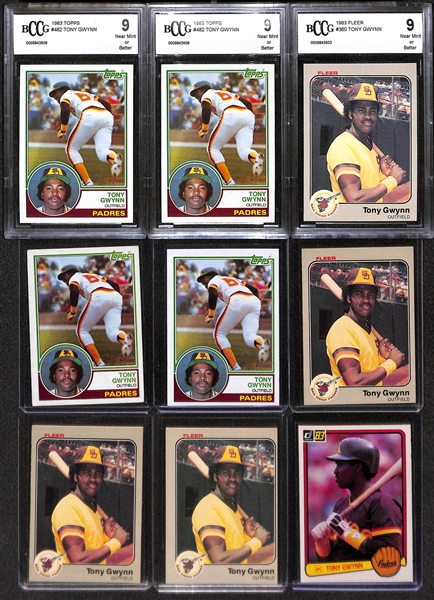 Lot of (9) Tony Gwynn Rookie Cards, Inc. (3) Graded