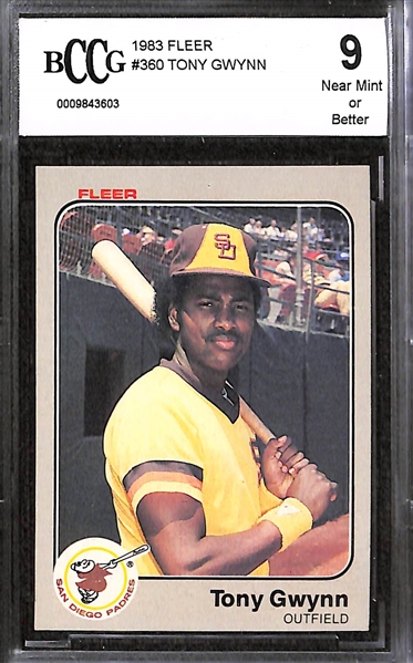 Lot of (9) Tony Gwynn Rookie Cards, Inc. (3) Graded