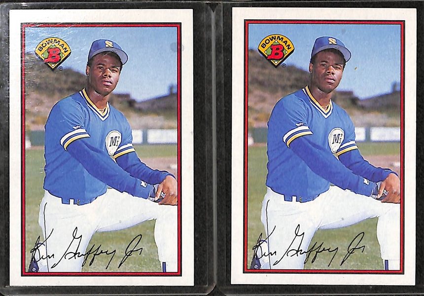 Lot of over 60 Ken Griffey Cards w/ (8) Rookies (1 Upper Deck, 3 Bowman, 3 Donruss, and 1 Donruss Rookies)