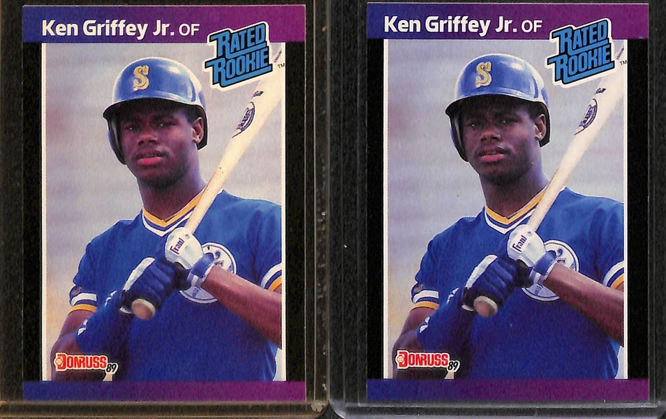 Lot of over 60 Ken Griffey Cards w/ (8) Rookies (1 Upper Deck, 3 Bowman, 3 Donruss, and 1 Donruss Rookies)