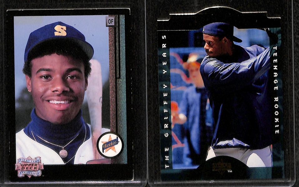 Lot of over 60 Ken Griffey Cards w/ (8) Rookies (1 Upper Deck, 3 Bowman, 3 Donruss, and 1 Donruss Rookies)