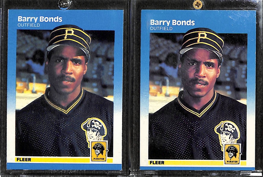 Lot of over 27 Barry Bonds Cards w/ (12) Rookies inc. (8) 1987 Fleer, (1) 1987 Donruss, (1) 1987 Donruss Opening Day, and (2) 1986 Topps Traded