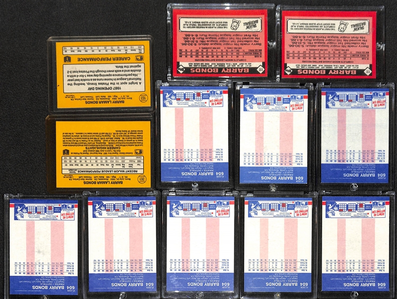 Lot of over 27 Barry Bonds Cards w/ (12) Rookies inc. (8) 1987 Fleer, (1) 1987 Donruss, (1) 1987 Donruss Opening Day, and (2) 1986 Topps Traded